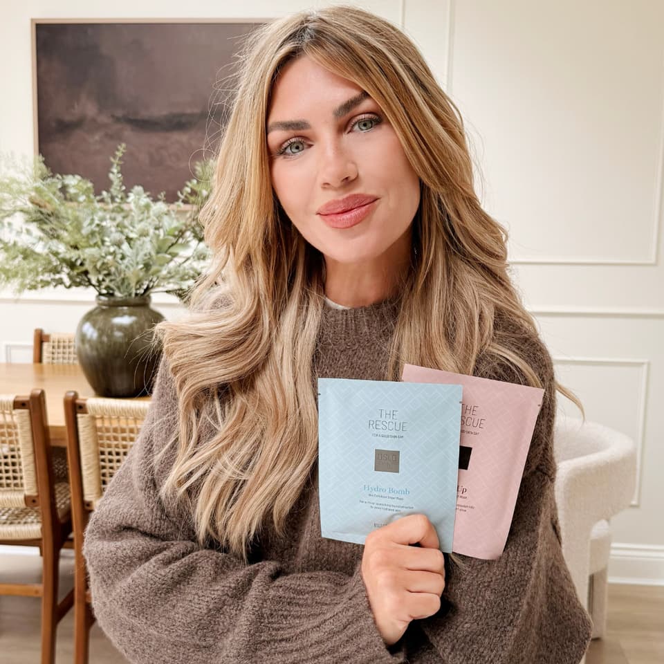 Abbey Clancy holding Hydro Bomb and Glow Up
